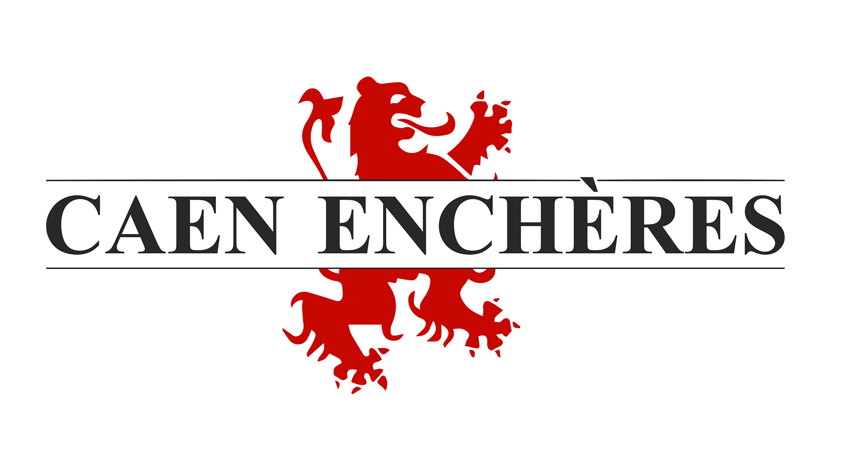 Caen Enchères Logo : un lion héraldique